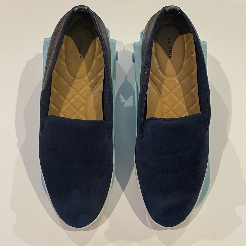 Birdies Navy Blue Sliver Suede Shoes